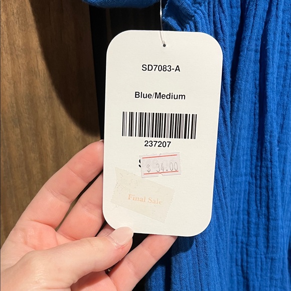 Blue Button-Down Mini Dress - Picture 2 of 4